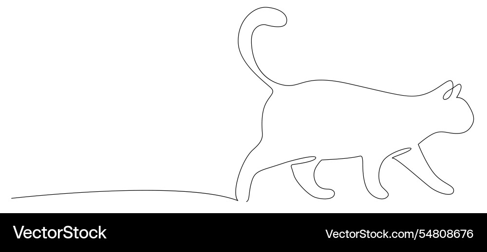 Cat with continuous single one line art Cat with continuous single one line art vector image