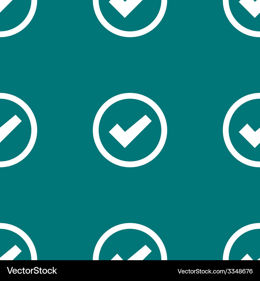 Check mark web icon flat design seamless pattern Vector Image