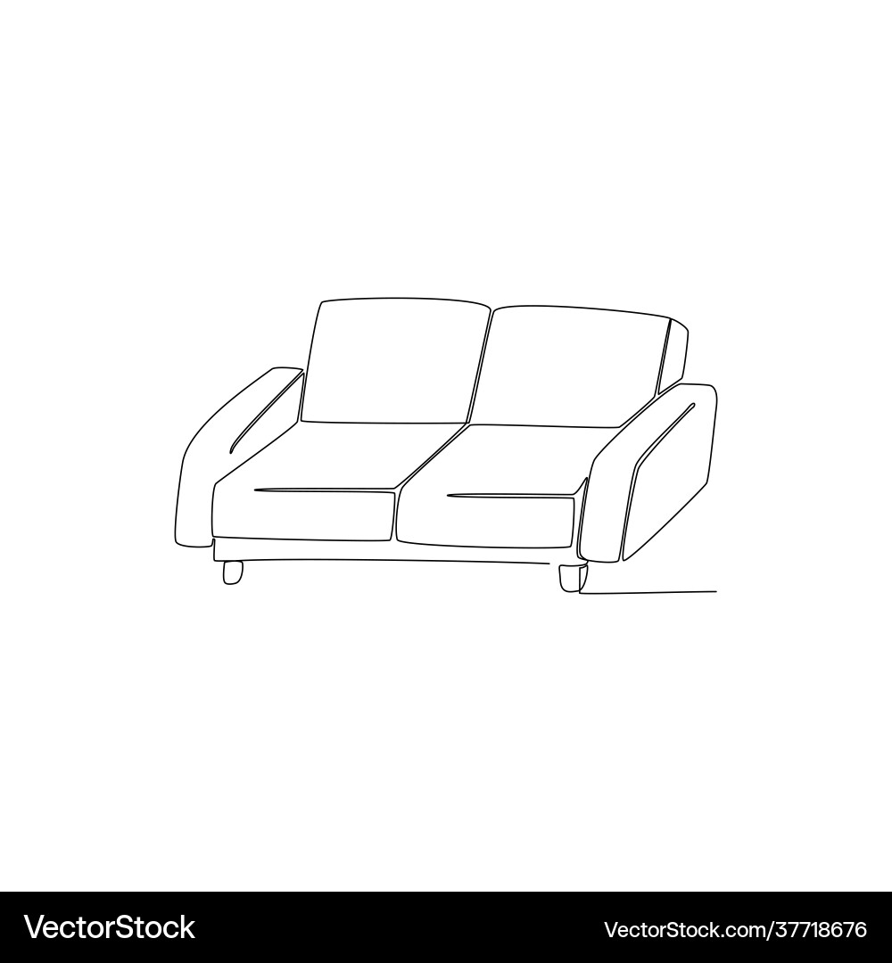 Drawing continuous single line sofa Drawing continuous single line sofa vector image