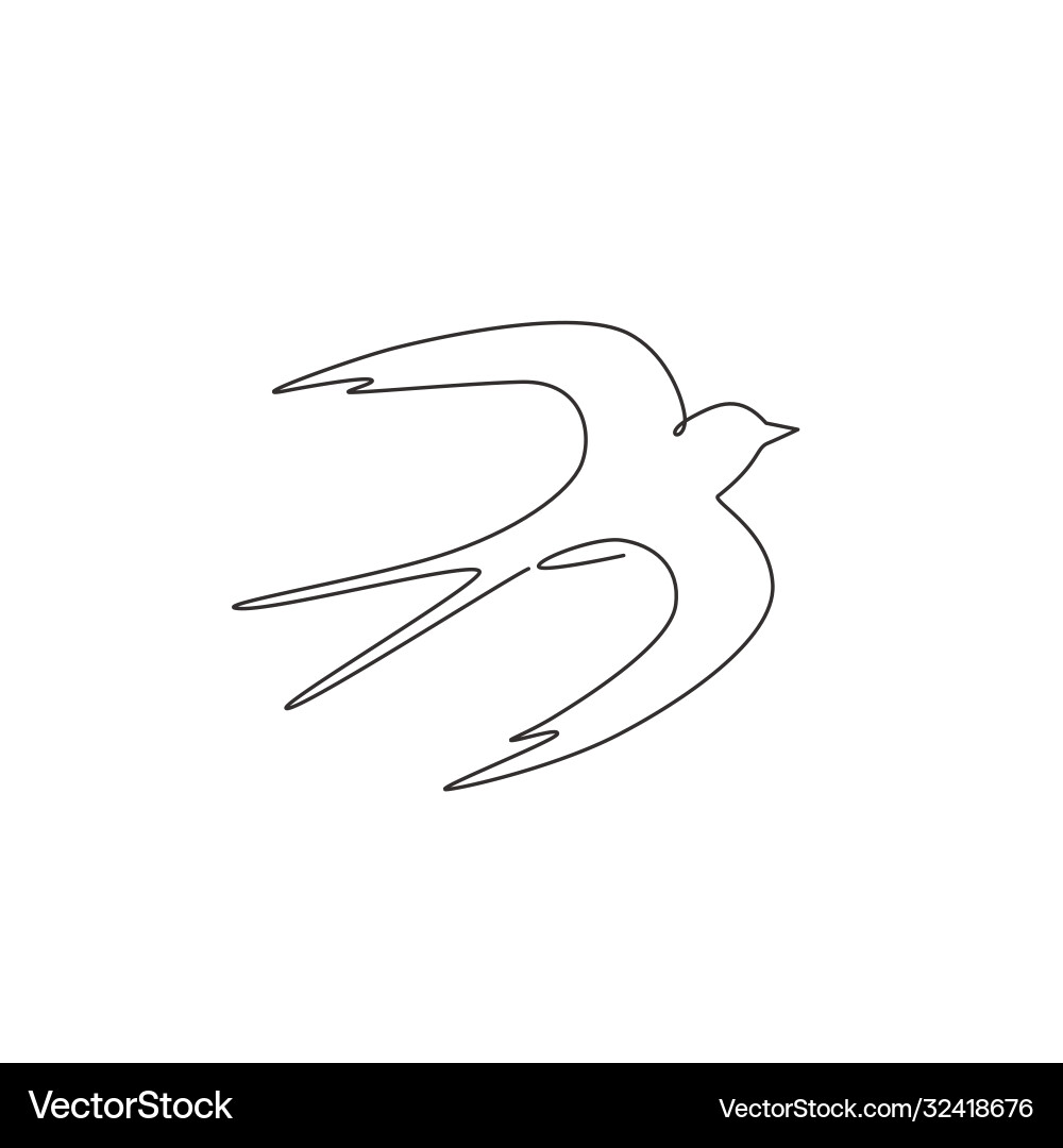 Elegant Single Line Swallow Vector Image