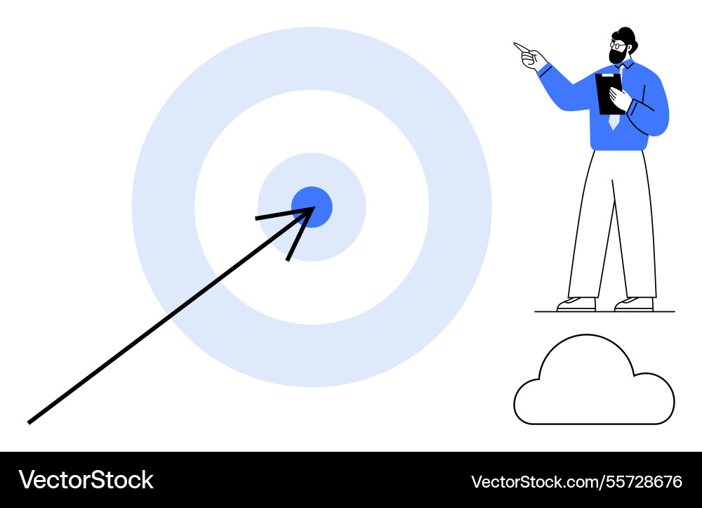 Leader strategizing path to success with target Leader strategizing path to success with target vector image