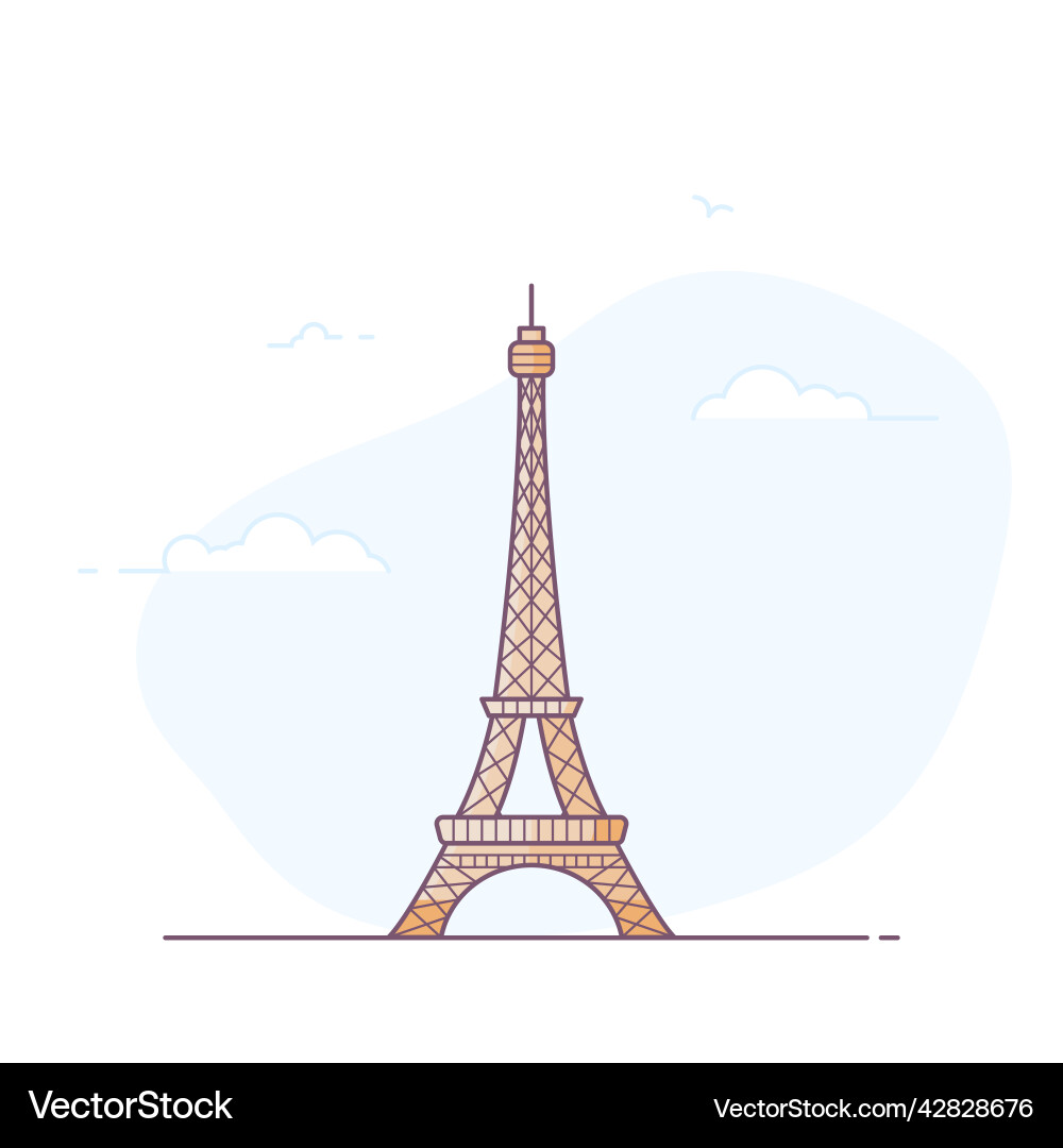 Paris eiffel tower line style Paris eiffel tower line style vector image