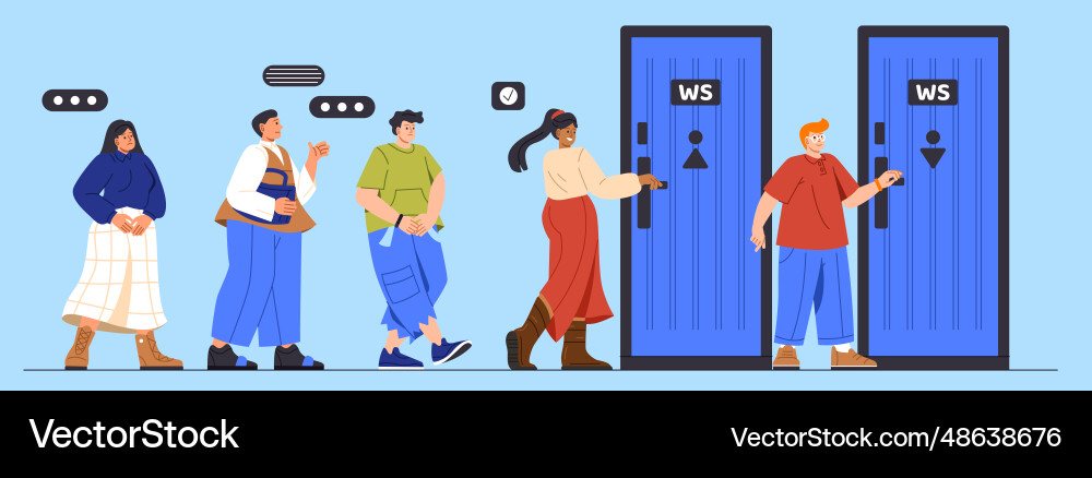 Queue to toilet concept Queue to toilet concept Vector Image