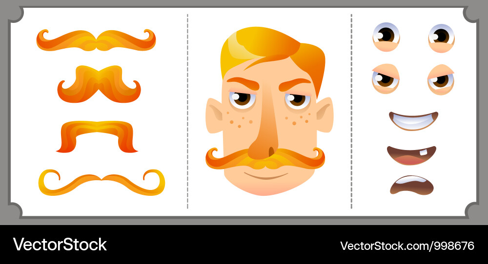 Set of ginger mustache Vector Image