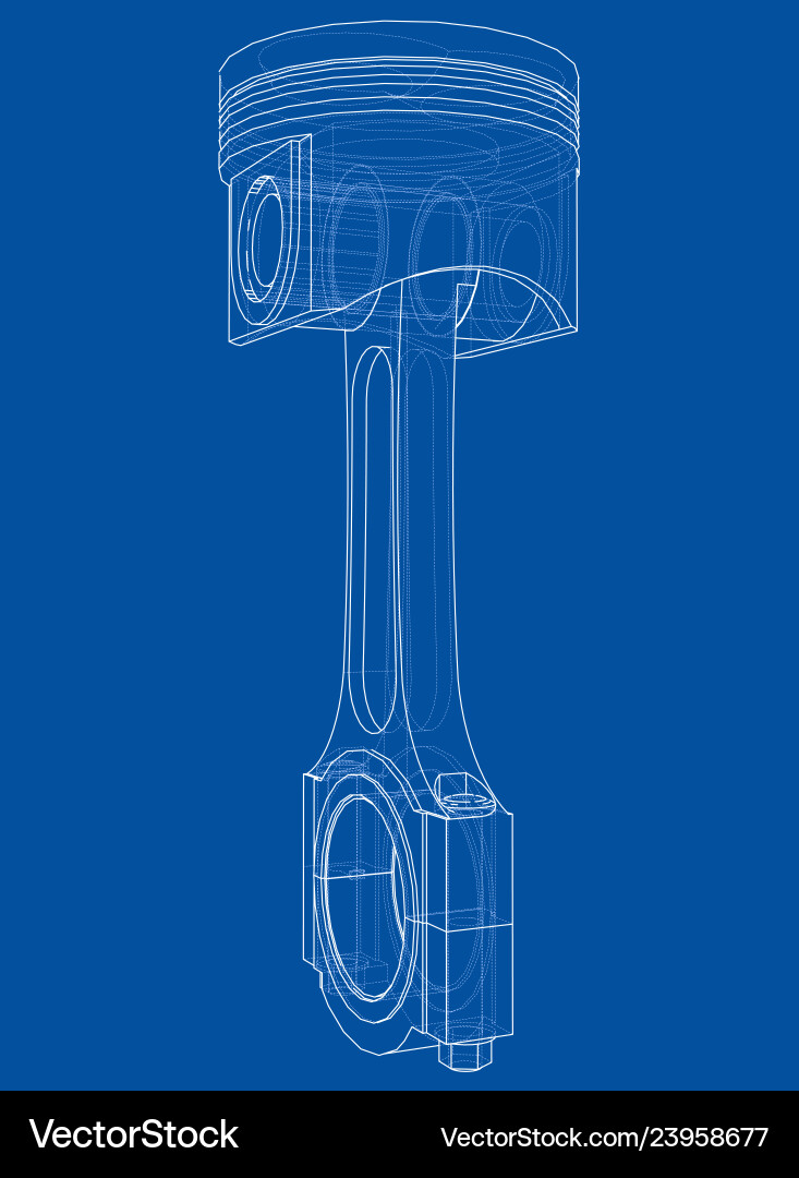 3D Piston Rendering - Wireframe Sketch vector image
