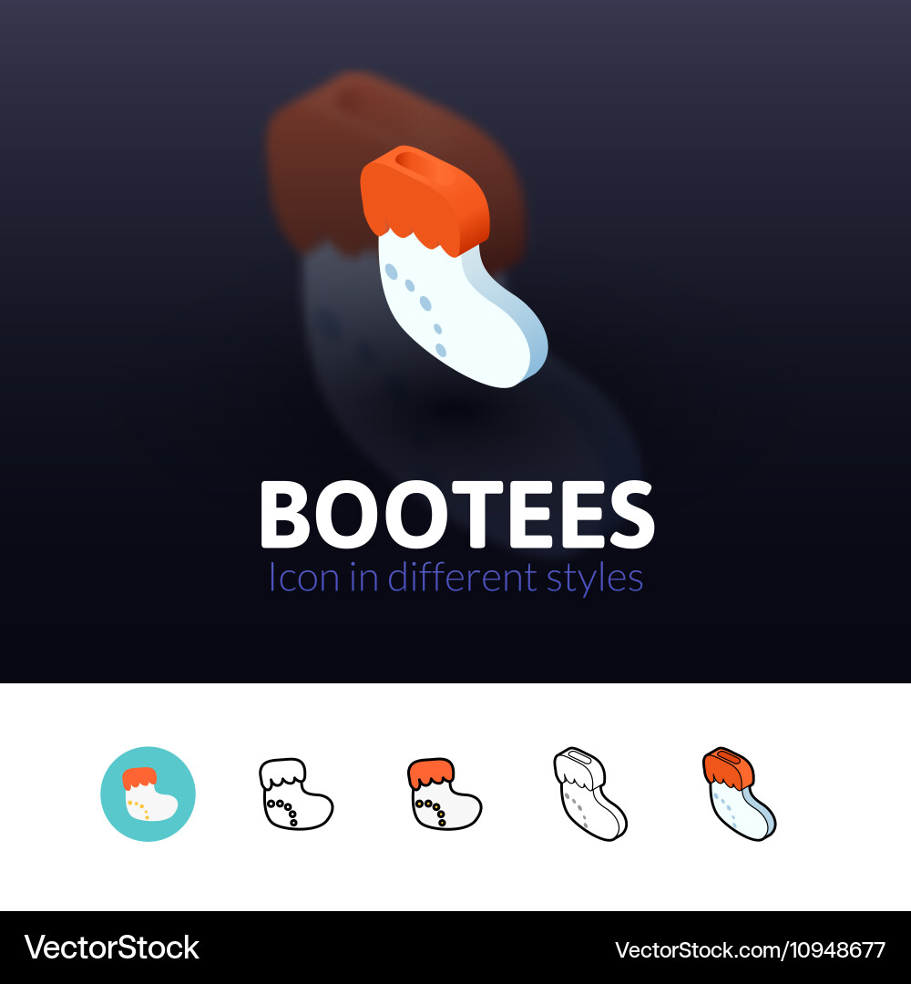 Bootees icon in different style vector image