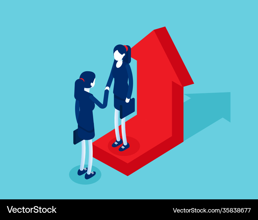 Business partners shaking hands on growing vector image