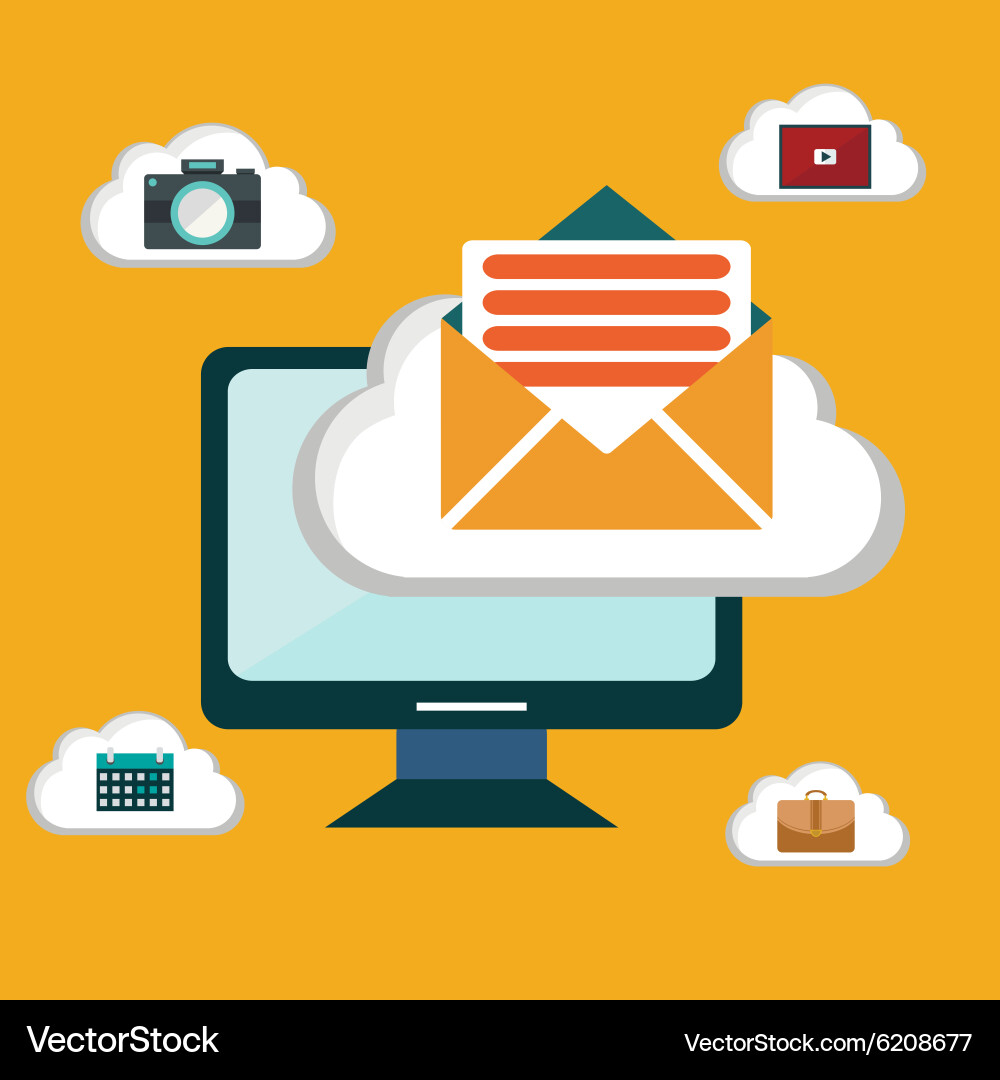Computer device data cloud storage security flat Vector Image