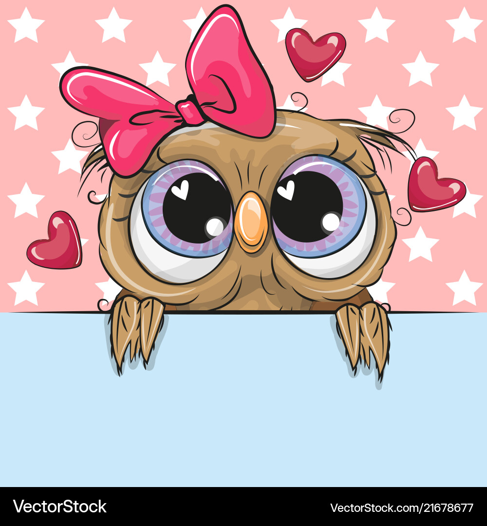 Cute cartoon owl girl is holding a placard vector image