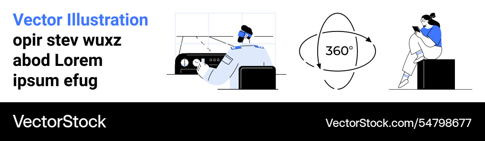 Professional analyzing data 360-degree rotation Professional analyzing data 360-degree rotation vector image