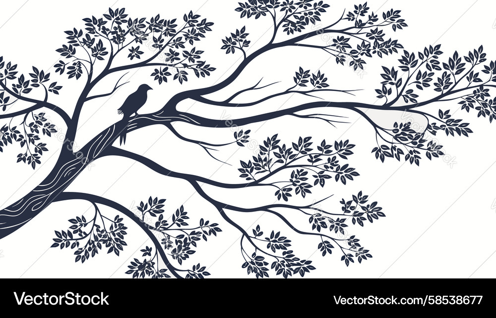 Sparse Branch with Spring Leaves Vector Image