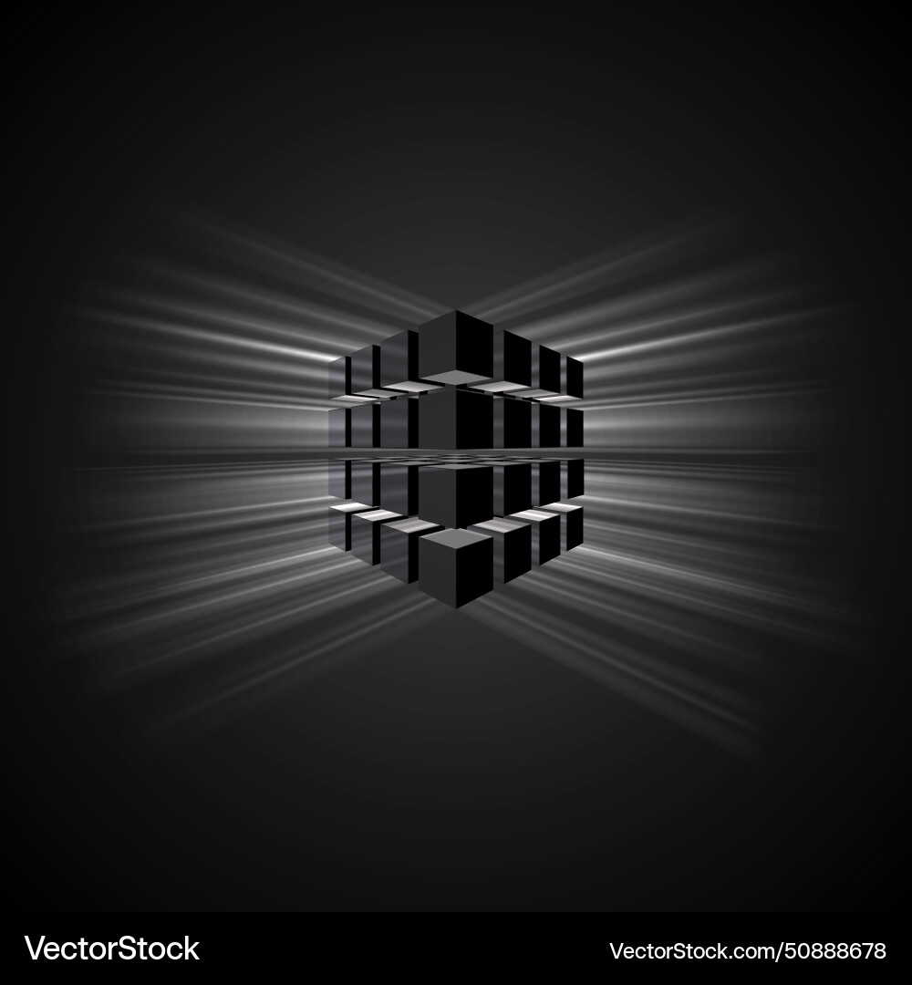 A glowing cube with rays A glowing cube with rays vector image