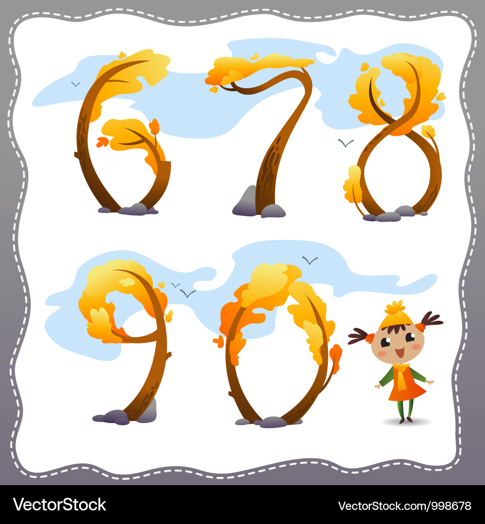 Autumn Tree with Numbers vector image