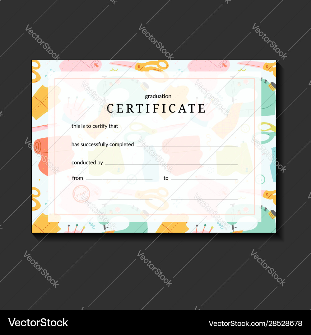 Certificate layout for sewing or crafts course Vector Image