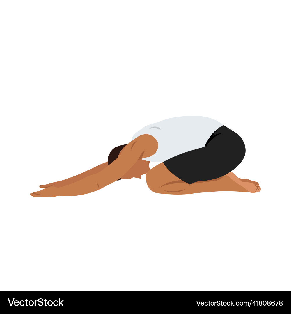 Man doing child pose stretch exercise Man doing child pose stretch exercise vector image