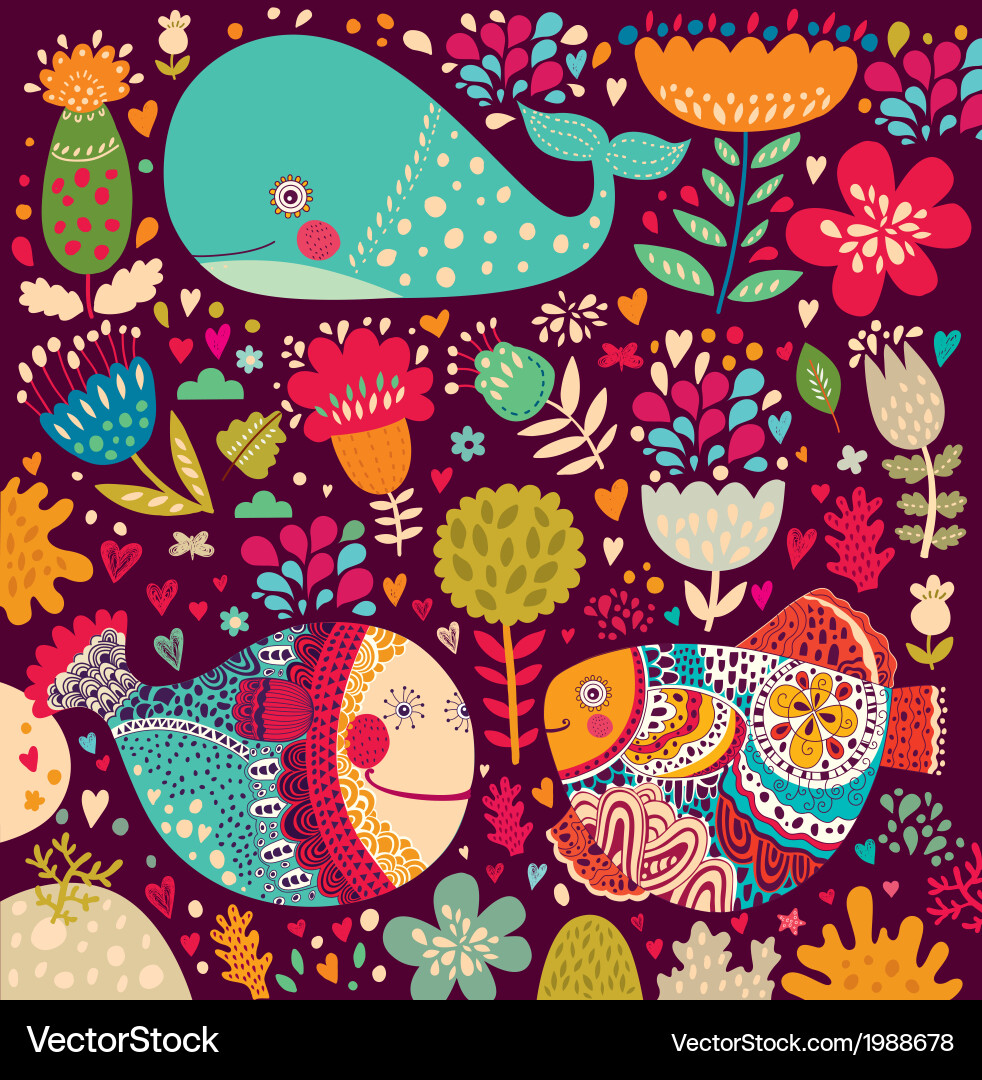 Ocean Floral Pattern vector image