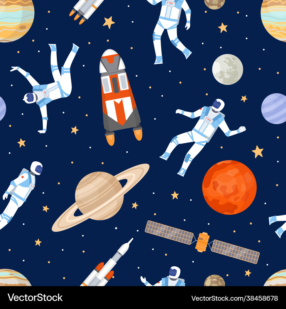 Outer space seamless pattern print with dancing Outer space seamless pattern print with dancing vector image
