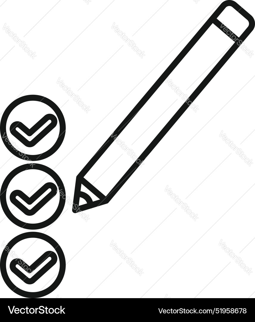 Pencil checking items on checklist completing Pencil checking items on checklist completing vector image