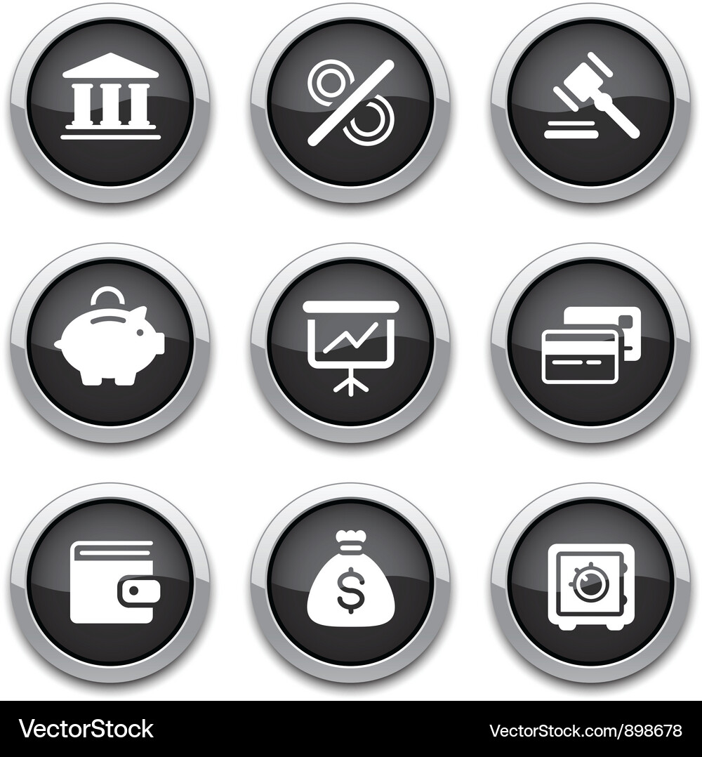 Shiny Finance Buttons Collection Vector Image