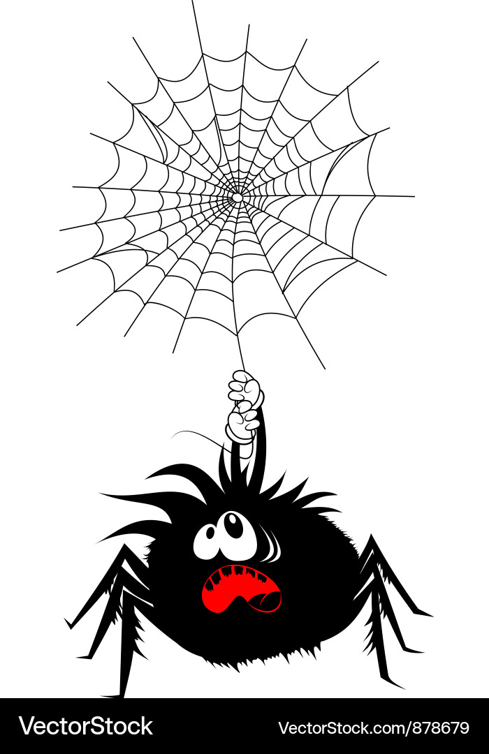 Anxious Spider in a Web Vector Image