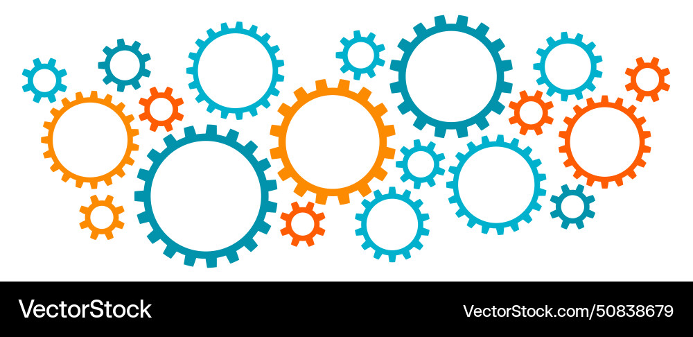 Big and little gears border graphics horizontal Vector Image