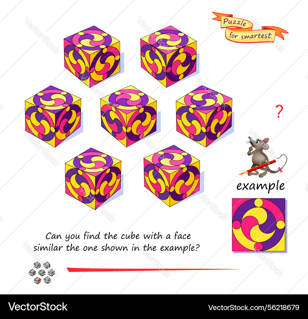 Can you find the cube with a face similar one Can you find the cube with a face similar one vector image