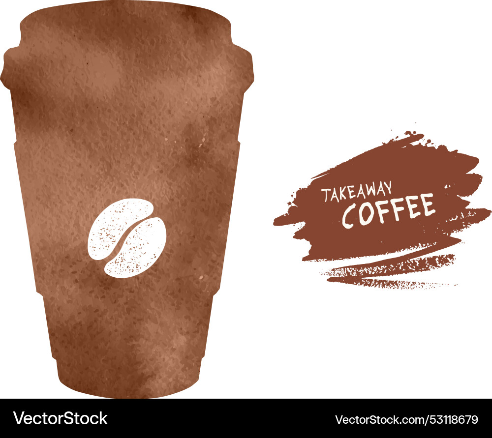 Coffee paper cup silhouette with bean Royalty Free Vector