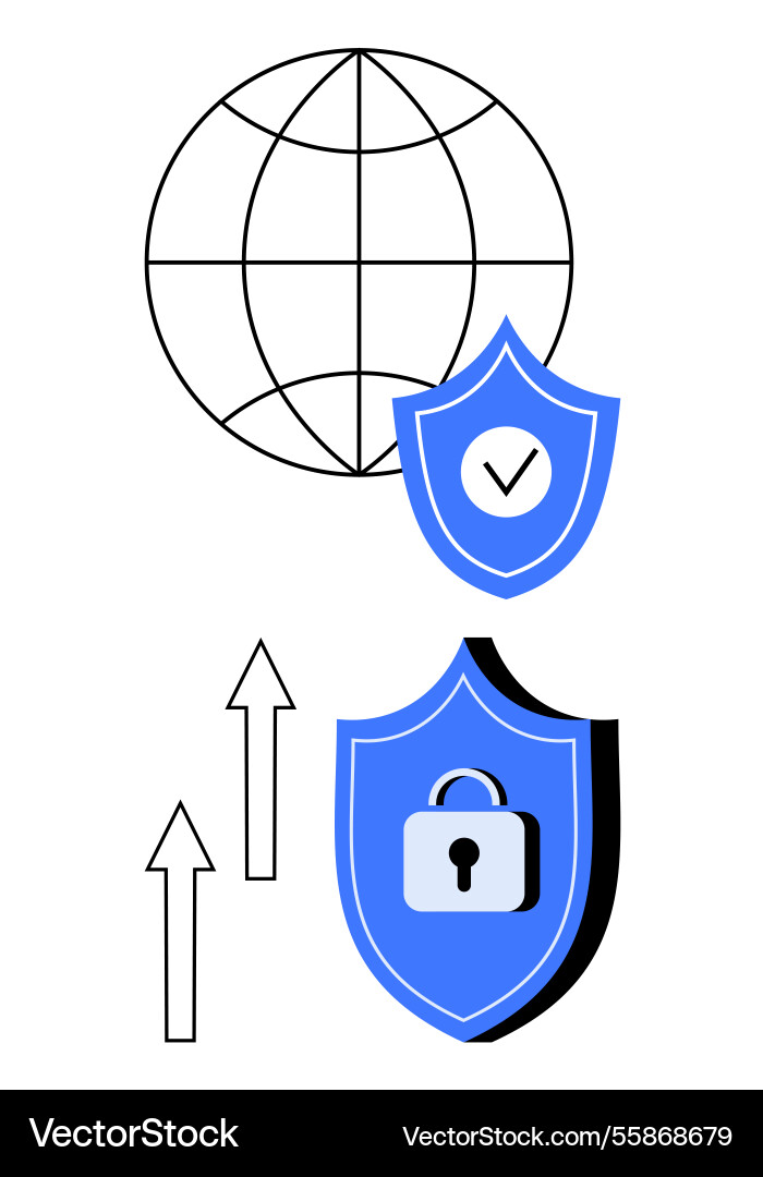Global network protection with security shields Global network protection with security shields vector image