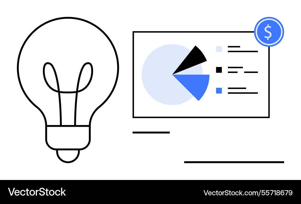 Lightbulb and analytics dashboard highlighting Lightbulb and analytics dashboard highlighting Vector Image