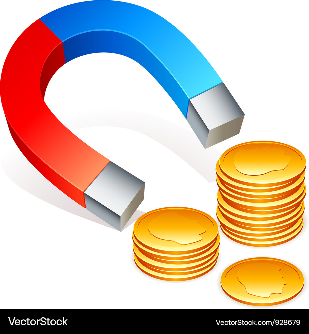 Magnet Pulling Coins Vector Image