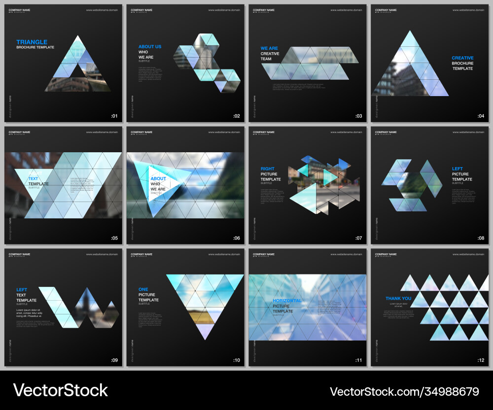 Minimal brochure templates with triangular design Minimal brochure templates with triangular design vector image