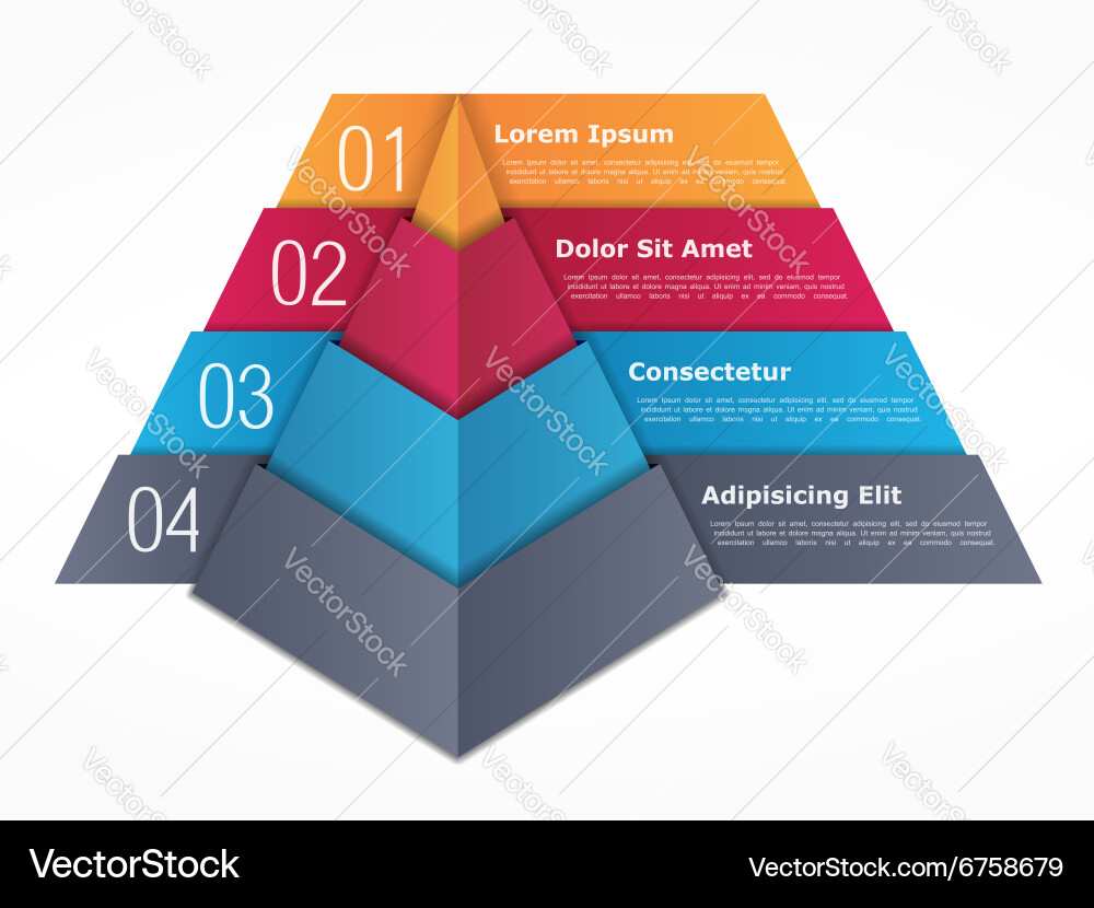 Pyramidal Chart with Four Elements vector image