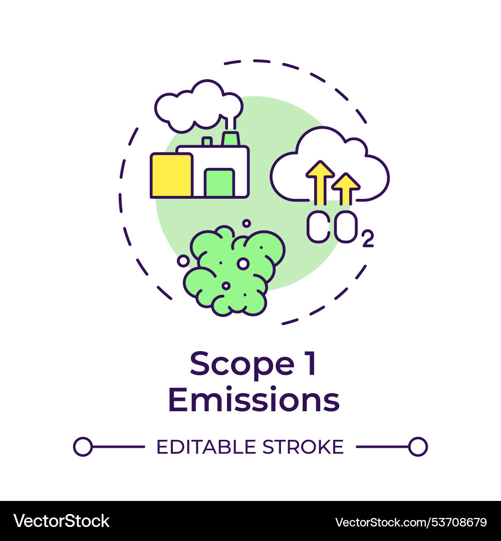 Scope 1 emissions multi color concept icon Scope 1 emissions multi color concept icon vector image