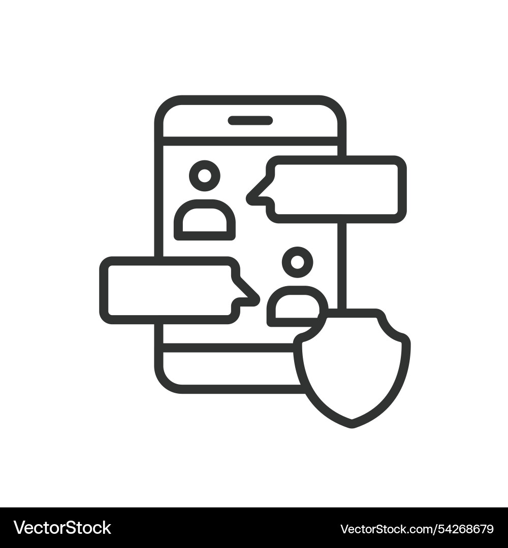 Security chat icon in line design Security chat icon in line design vector image