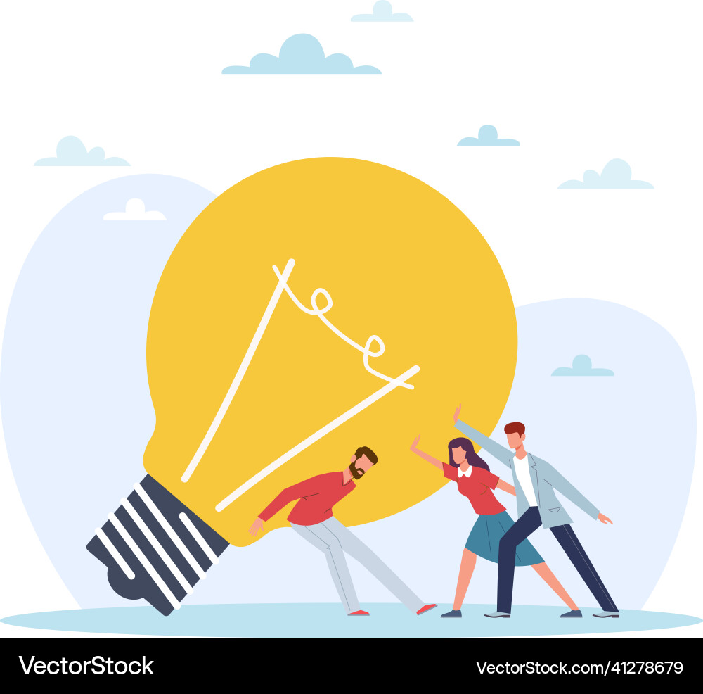 Teamwork of creating an idea group vector image