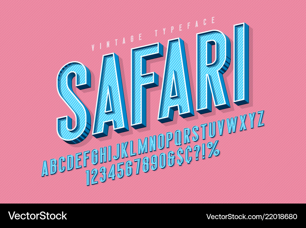 3D Alphabet Display Font - Retro Style vector image