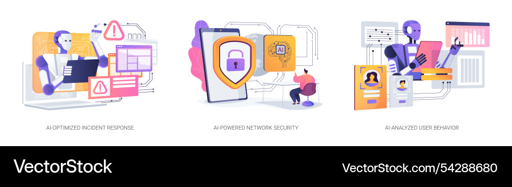 Ai technology in cybersecurity abstract concept Ai technology in cybersecurity abstract concept Vector Image