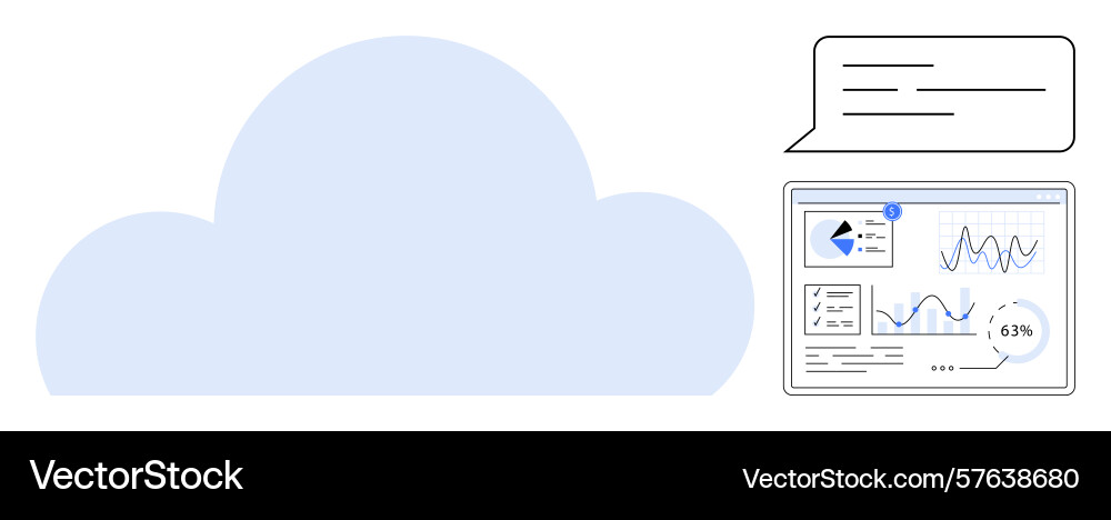 Cloud computing with analytics dashboard Cloud computing with analytics dashboard vector image