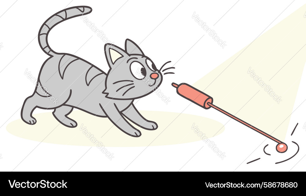 Energetic cat playing with laser pointer design Vector Image