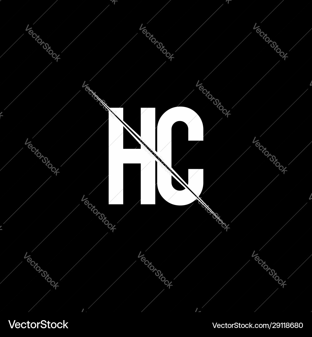Hc logo monogram with slash style design template Hc logo monogram with slash style design template Vector Image