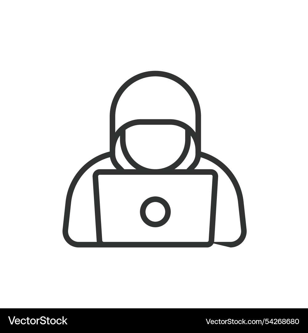 Hooded hacker icon in line design Hooded hacker icon in line design vector image
