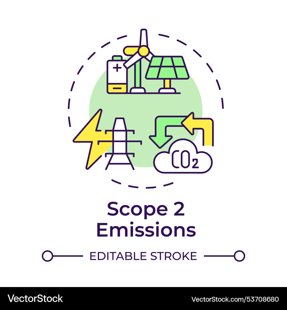 Scope 2 emissions multi color concept icon Scope 2 emissions multi color concept icon vector image