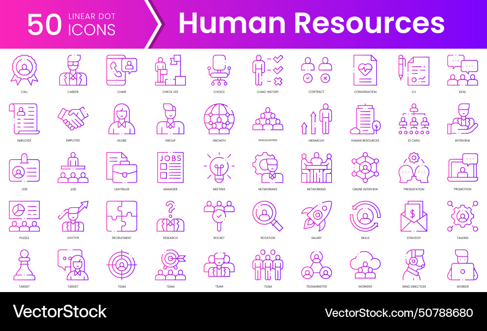 Set of human resources icons gradient style icon Set of human resources icons gradient style icon vector image