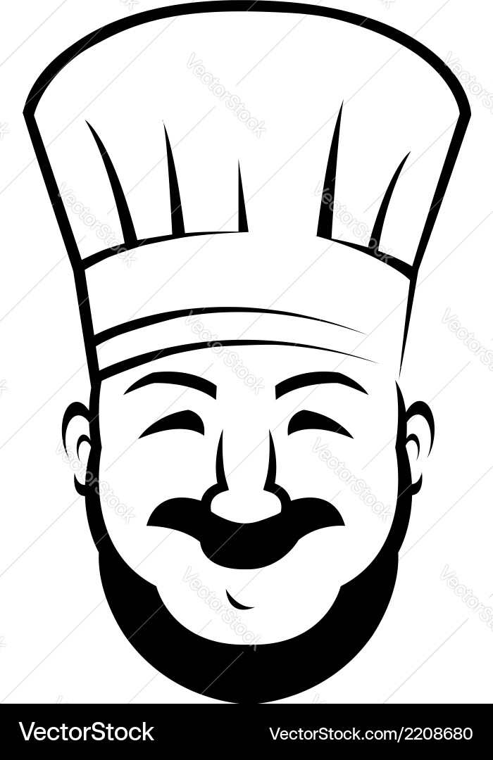 Smiling chef with a beard and moustache Vector Image