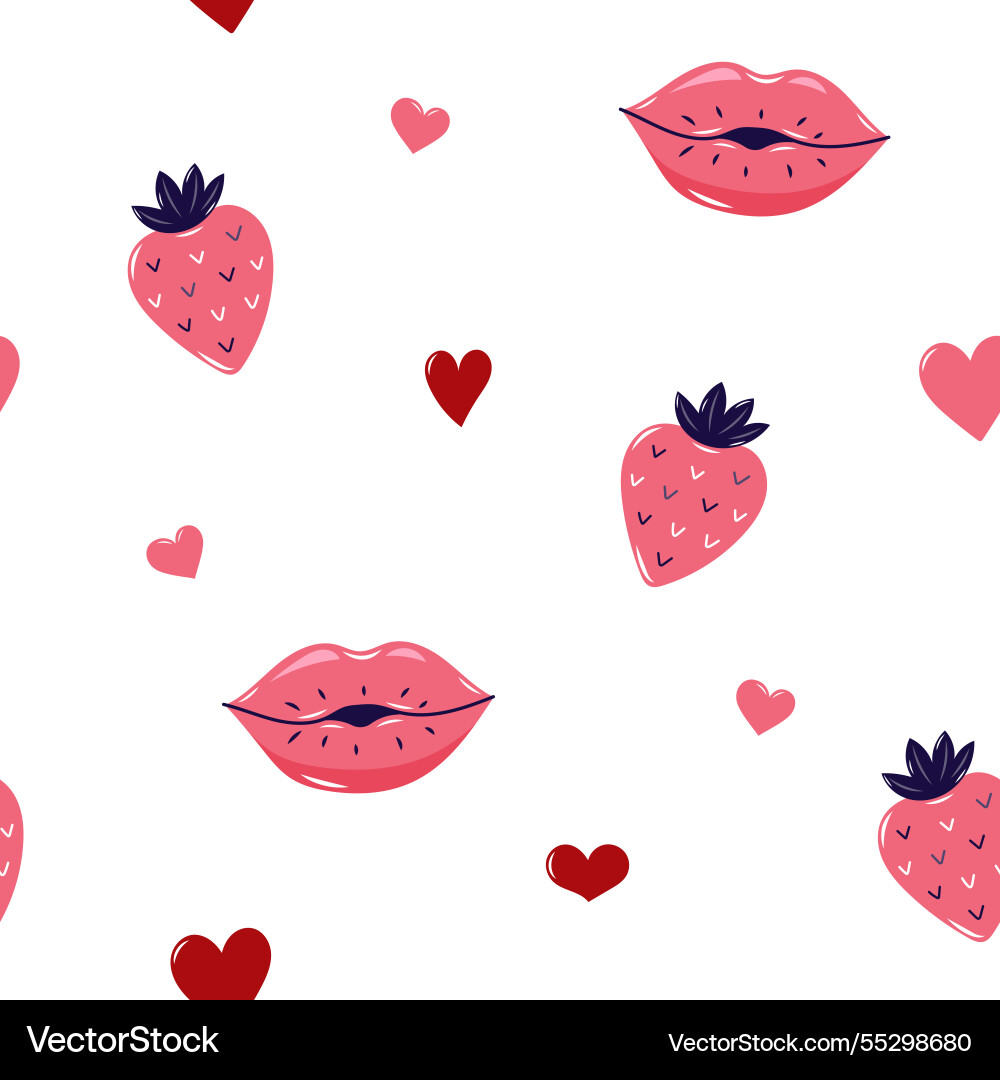 Valentines day seamless pattern with strawberry Valentines day seamless pattern with strawberry vector image