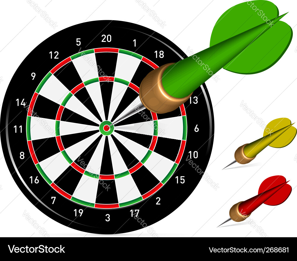 Dartboard with Darts - Game of Precision vector image