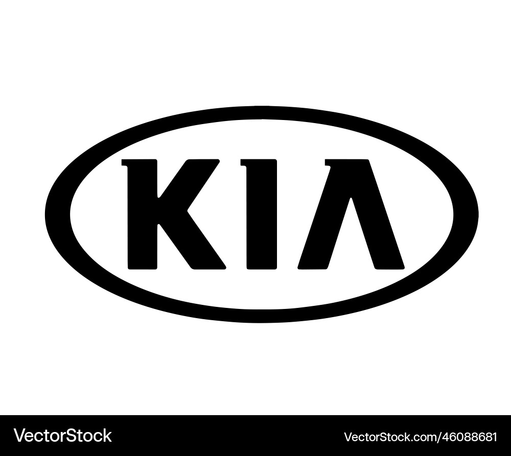 Kia logo brand symbol black design Royalty Free Vector Image