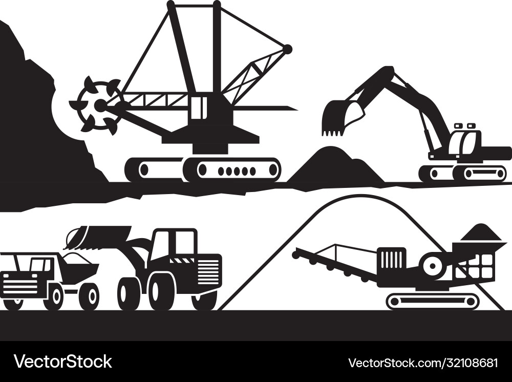 Mining Operations - Open Pit Extraction vector image