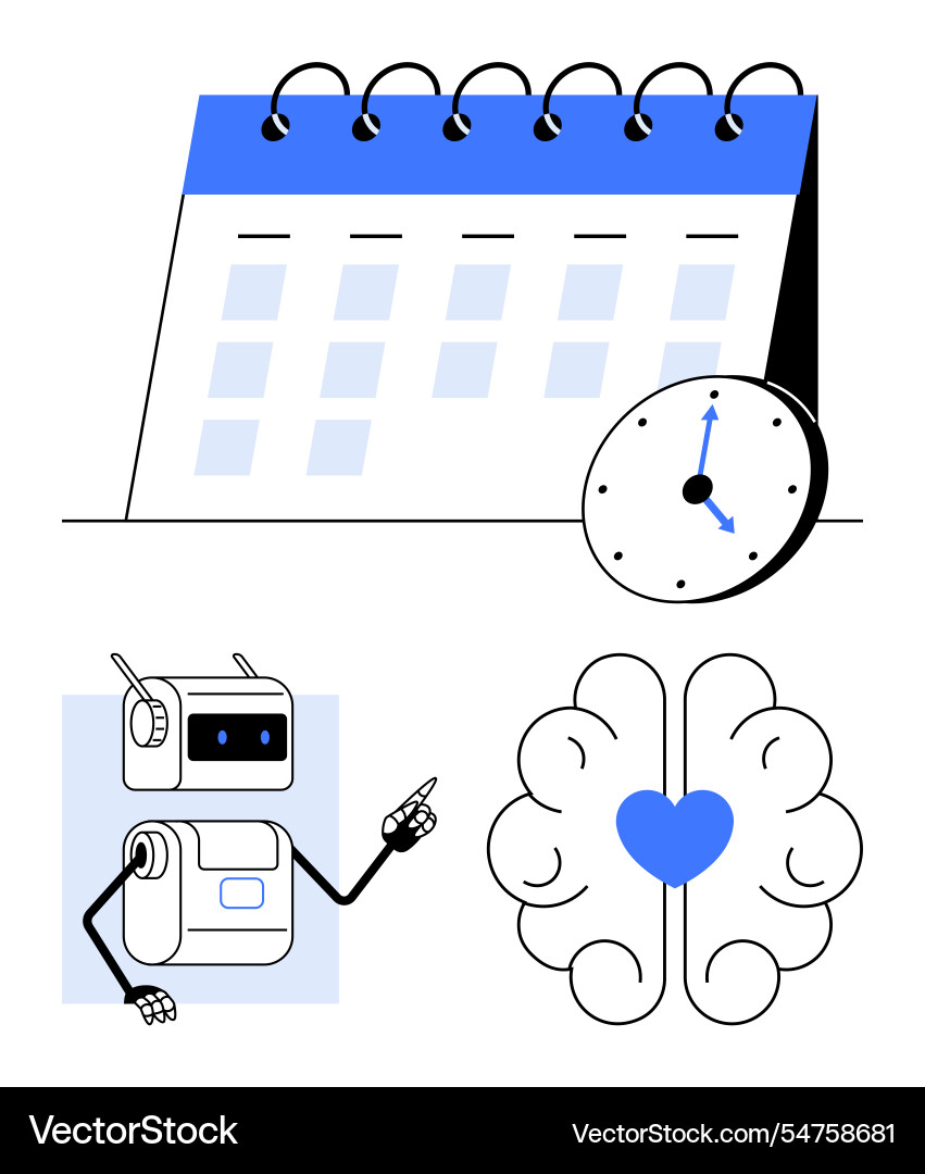 Planning and time management with robotics ai Planning and time management with robotics ai vector image