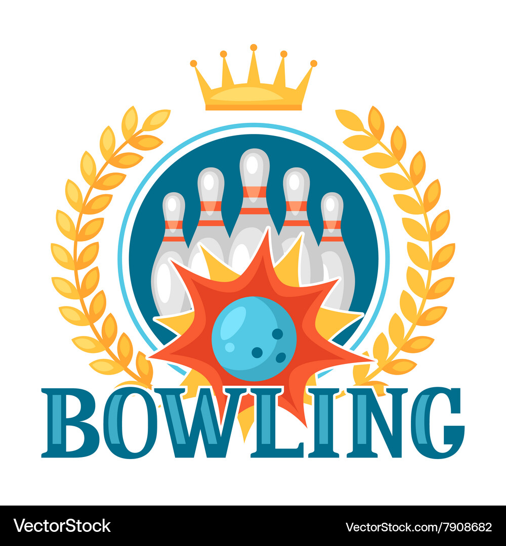 Bowling emblem with game objects image Vector Image